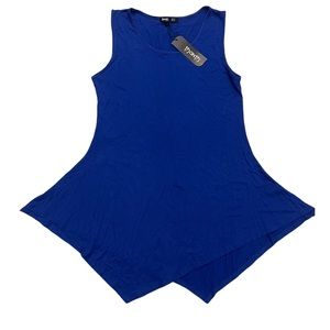 NWT THANTH Blue Sleeveless Handkerchief Hem Line Loose Fitting Tank Top Size M
